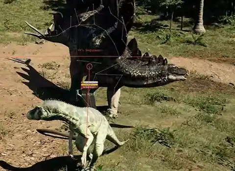 Skeleton ESP and growth readouts on a Stegosaurus in The Isle